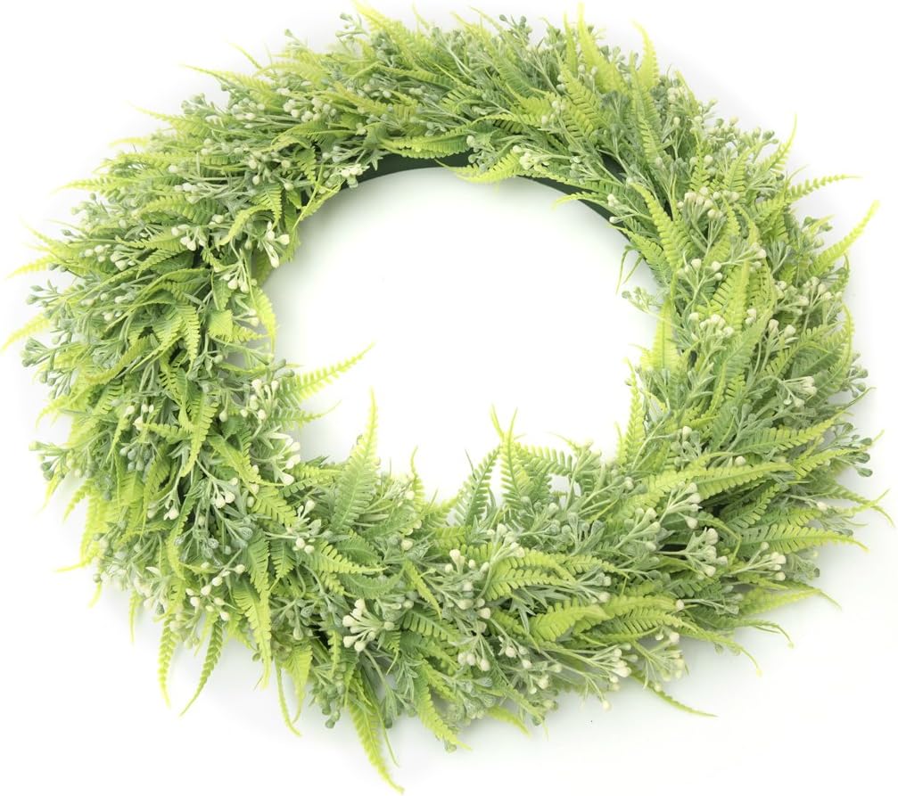 RUOPEI 14" 19” Artificial Green Boxwood Christmas Wreath