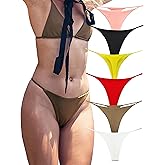 KUKU PANDA Sexy G String Thongs for Women Stretchy Cotton Panties Ladies No Show Underwear 6 Pack Set