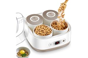 Electric Yogurt Maker, Yogurt Natto Machine, 1.5L Intelligent Yogurt Natto Fermenting Machine, with 4 Ceramic Container, Adju
