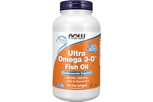NOW Foods Supplements, Ultra Omega 3-D™, Omega-3 Fish Oil + Vitamin D-3, Cardiovascular Support*, 180 Softgels