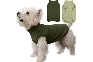 IECOii 2 Pack Fleece Sweaters for Dogs Boy Girl - Warm & Stretchy, Fall & Winter Coats for Small Breeds, Soft & Cozy Dogs Fleece Sweaters for Indoor Outdoor(Size M, Light Green & Army Green)