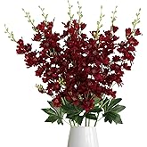 Fqueelvys Delphinium Artificial Flowers,8PCS Silk Larkspur Flowers 33.5'' Long Stem Burgundy Flowers for Tall Vase Home Wedding Garden Table Decor(Burgundy)