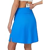 FitsT4 Sports Women's 20'' Swim Skirt Skort with Pocket High Waisted Modest Swimsuit Bathing Suit Bottoms