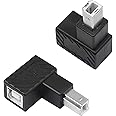 YACSEJAO USB 2.0 Type-B Printer Adapter, 2 Pack 90 Degrees USB 2.0 B Male to Type-B Female Printer Adapter， for Printer, Scanner, Mobile HDD and More（Up Angle）