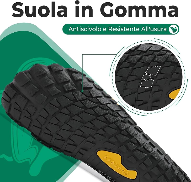 Barefoot Shoes Uomo Donna Scarpe Barefoot Minimaliste Traspiranti Scarpe a Piedi Nudi Leggere Scarpette Dita per Trail Running Trekking Palestra Nero Fumo,Gr.42