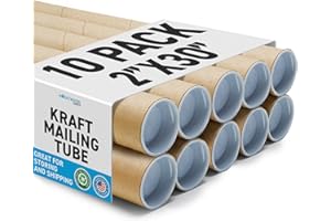 MagicWater Supply Mailing Tube - 2 in x 30 in - Kraft - 10 Pack - for Shipping and Storage of Posters, Arts, Crafts, and Docu