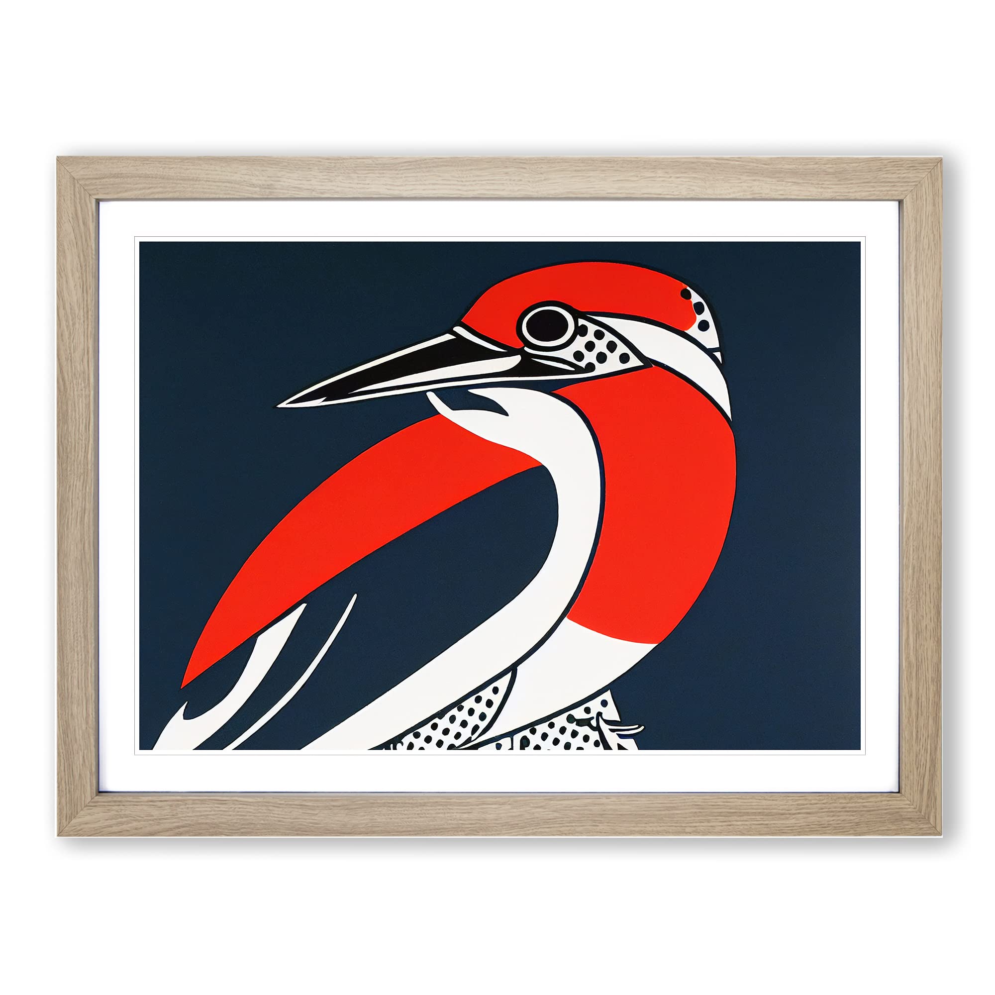 Delicious Kingfisher Bird Abstract Framed Print | A4 Oak Framed Wall Art | Ready to Hang | Abstract Fantasy Picture | Living Room Bedroom Lounge Office