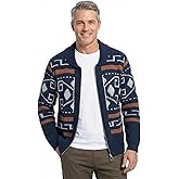 Mens Zip Up Sweater Grandpa Cardigan Shawl Collar Cable Knit Christmas Ugly Jacquard Cardigan Sweaters for Men