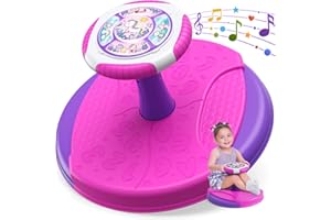 HYES Unicorn Sit and Spin Toys for Toddlers 1-3 Girls, 360° Toddler Spinning Seat with LED Lights and Music, Sensory Toys Birthday for Kids 3-5
