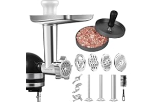 AMZCHEF Metal Meat Grinder Attachment for Kitchen Aid Stand Mixer, Sausage Stuffer, Burger Press Maker, Food Processor Accessories for KA machine