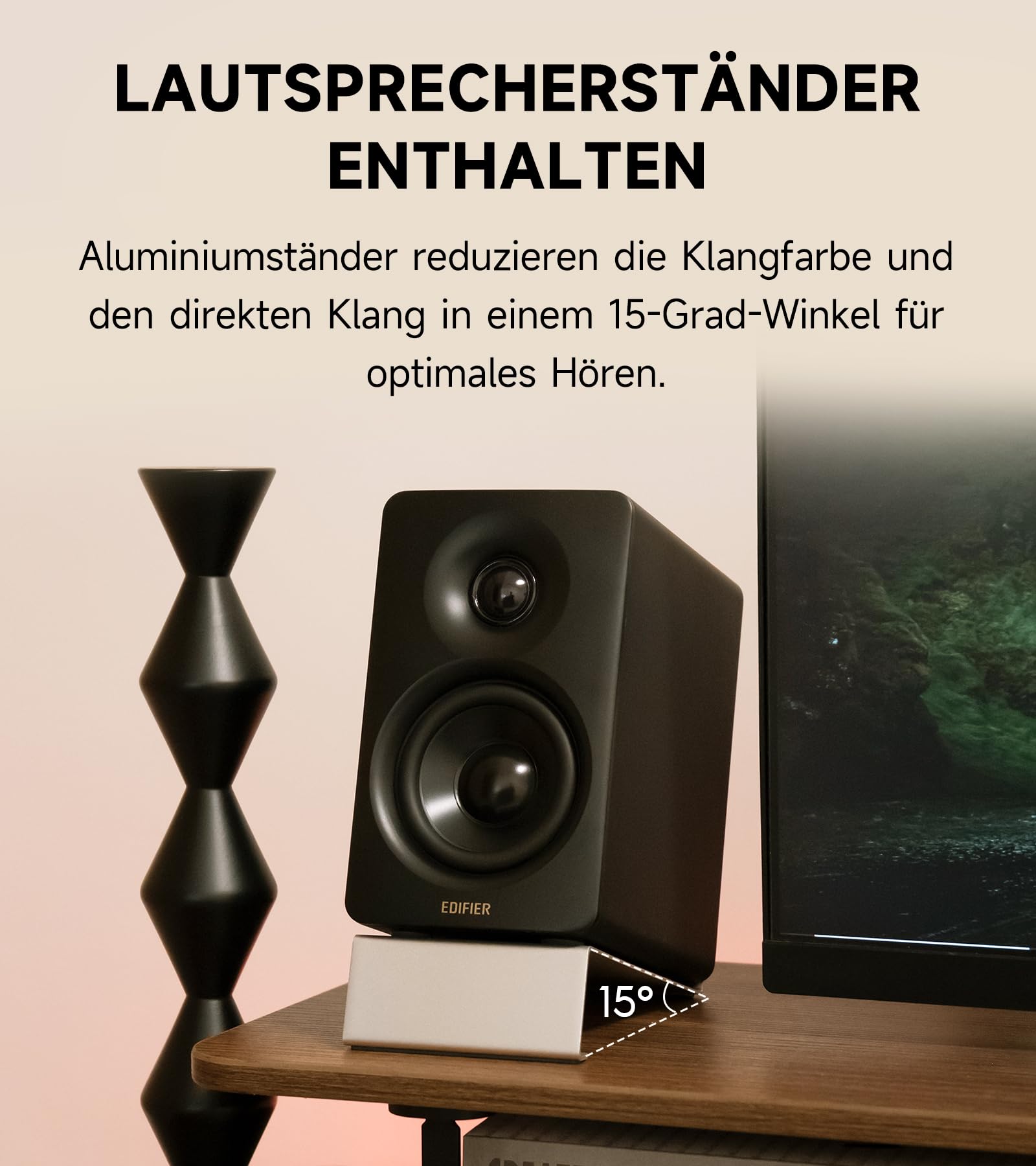 Edifier M60 Multimedia-Lautsprecher Bluetooth 5.3, 66W RMS, Hi-Res Audio & Hi-Res Wireless Audio, LDAC, 3" Mittelbass & 1" Hochtöner, USB-C & Aux-Eingänge, Kompakter Desktop Lautsprecher - Schwarz 8