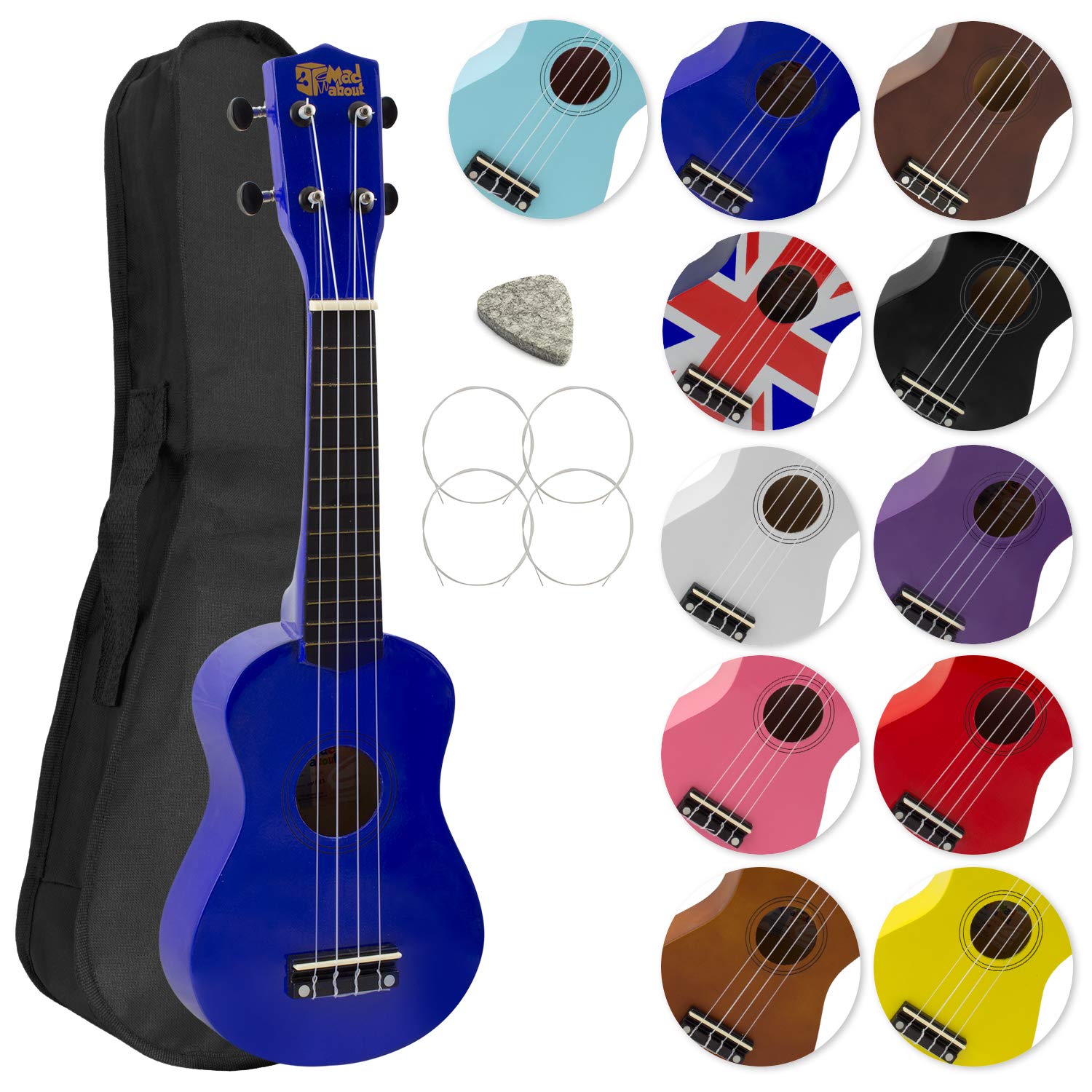 Soprano Ukulele for Beginners in Blue with Free Uke Bag