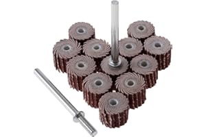 ANCIRS 12Pcs 120 Grit Flap Sanding Wheel Head Grinding Disc (10mm/0.39") with 2 of 3mm Arbor for Rotary Tool - Sandpaper Drum