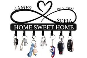 Personalized Metal Key Holder for Wall | Key Holder Wall Mount | Custom Couple's Name Key Rack Coat Rack | Wedding Housewarmi