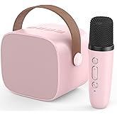 MEGUO Mini Karaoke Machine,Funny Toys Christmas Birthday Gifts for Kids Age 4-12 Girls,Boys,Adults, Karaoke Microphone Toys for 4,5,6,7,8,9,10,11,12+ Year Old Girls Boys (Pink 1 Mic)