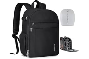 K&F CONCEPT Lightweight Camera Backpack Bag, Professional Photography Bag Compatible with Canon/Nikon/Sony Camera and Lens Accessories, Camera Case with Tripod Strap & Rain Cover