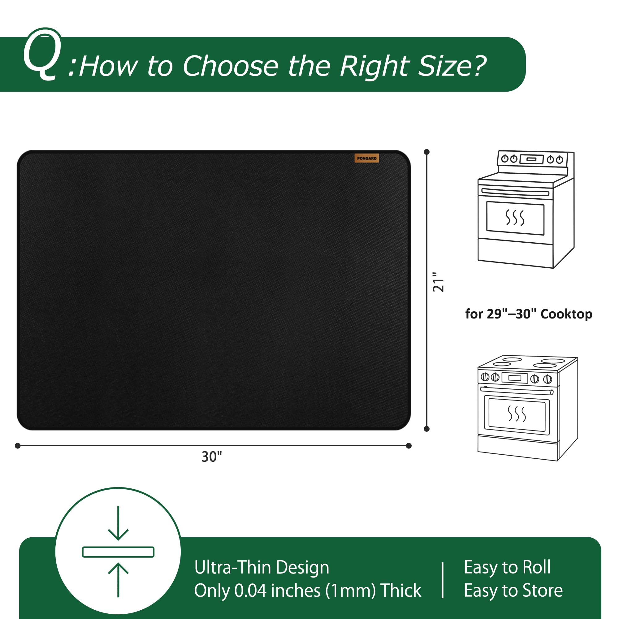 Fireproof Stove Top Covers for Electric Stove, Waterproof & Heat Resistant Mat for Glass Top, Stovetop Protector, Anti-Scratch, 30x21 Black