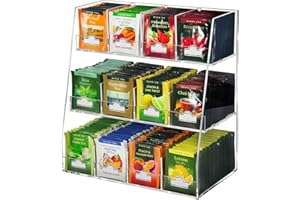 Krbnk Acrylic Tea Bag Organizer - Holds 216 Tea Packets | No Assembly Required Countertop & Cabinet Display Holder | Tea Orga