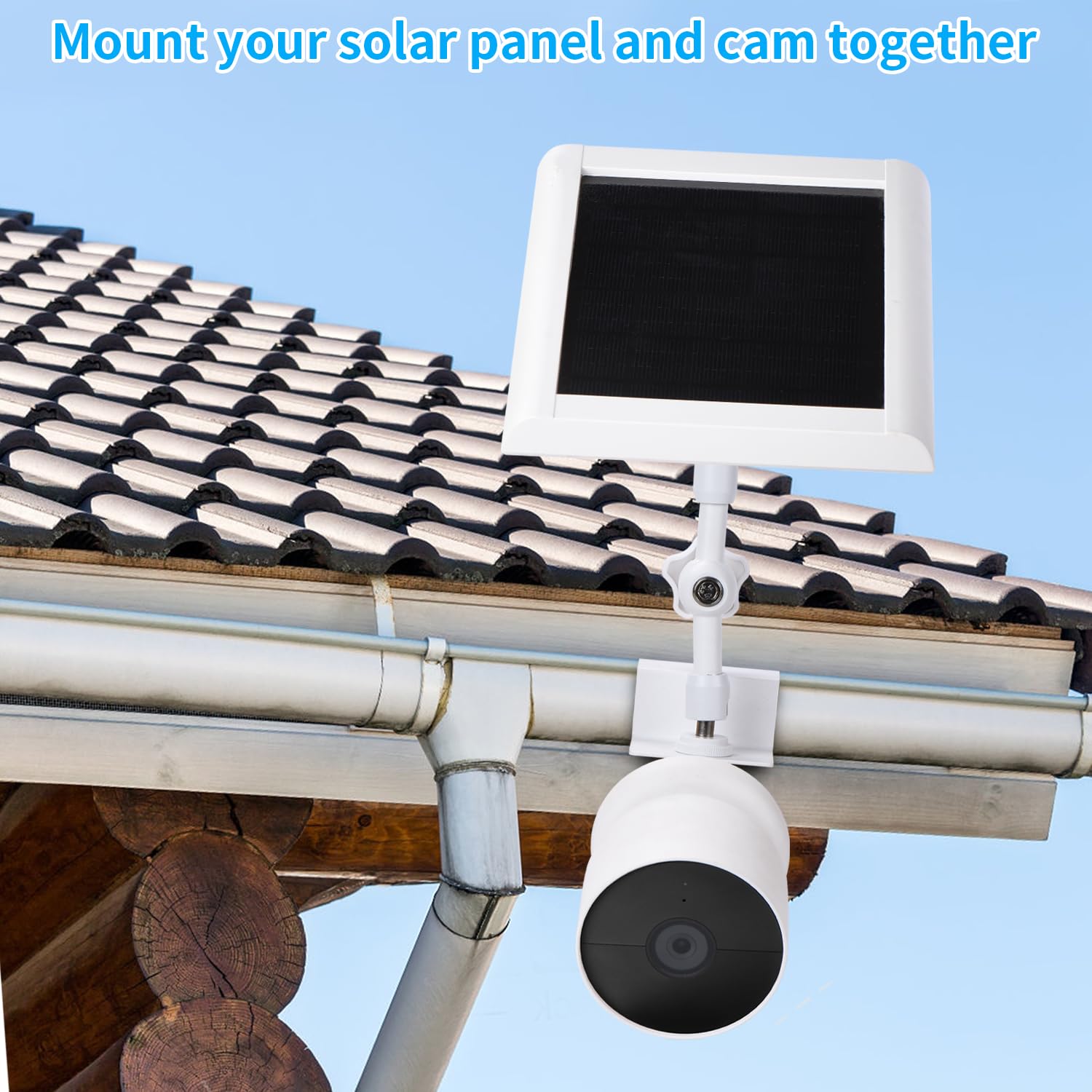 wochel 2-in-1 Gutter Mount for Google Nest Cam Outdoor (Battery) Camera and Solar Panel, 360° Adjustable Mounting Bracket for Solar Panel, Perfect View Angle and Easy to Install