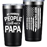 Grifarny Papa Gifts from Grandkids - Funny Fathers Day Christmas Birthday Gifts for Papaw - My Favorite People Call Me Papa Tumbler Mug Cup 20oz