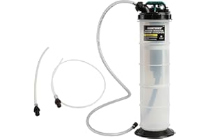 OEMTOOLS 24938 Pneumatic/Manual Fluid Extractor, 2.5 Gallon (9.5L) Oil Extractor Pump, for Coolant, Transmission, and Power Steering Fluid, 2 Dipstick Adapters, 5ft Hose