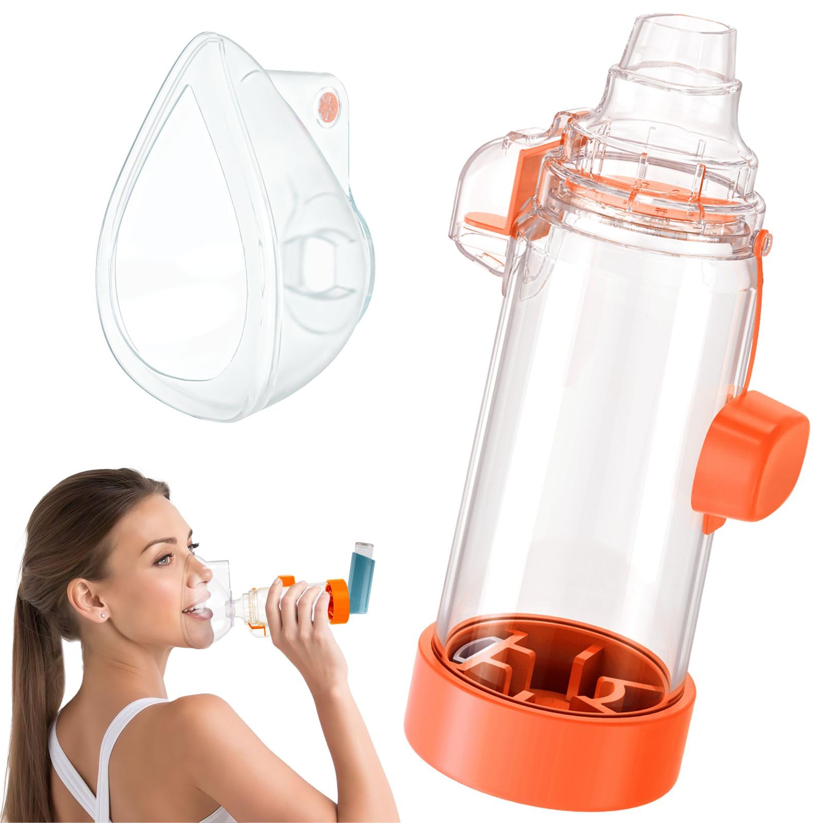 Photo 1 of Ramixi Adult & Kids Inhaler Spacer - Orange, Compatible with OTC MDIs