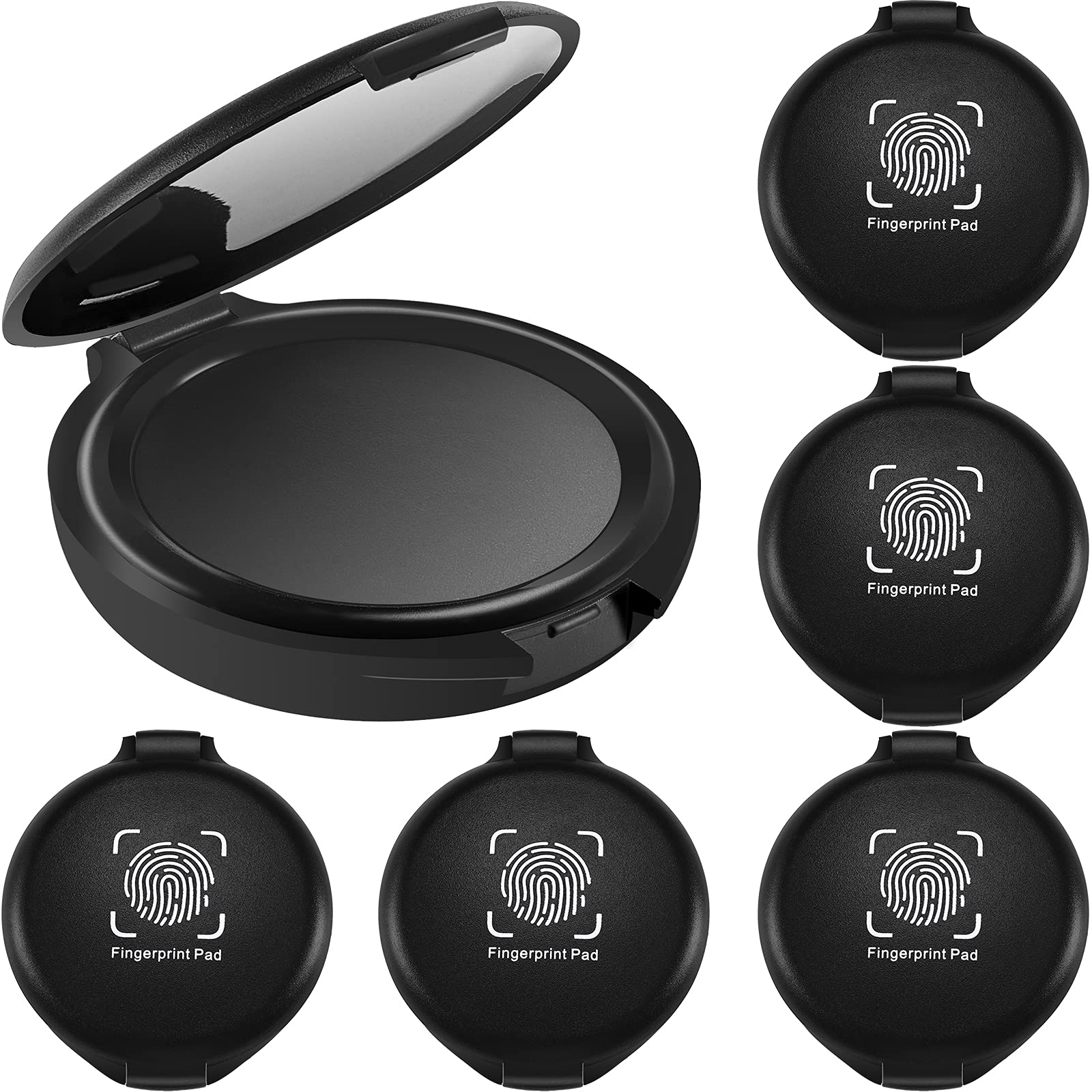 Photo 1 of 5 Pieces Fingerprint Ink Pads Thumbprint Ink Pads Black Stamp for Office Notary Supplies Identification Notary Security ID Fingerprint Cards Law Enforcement Kit
