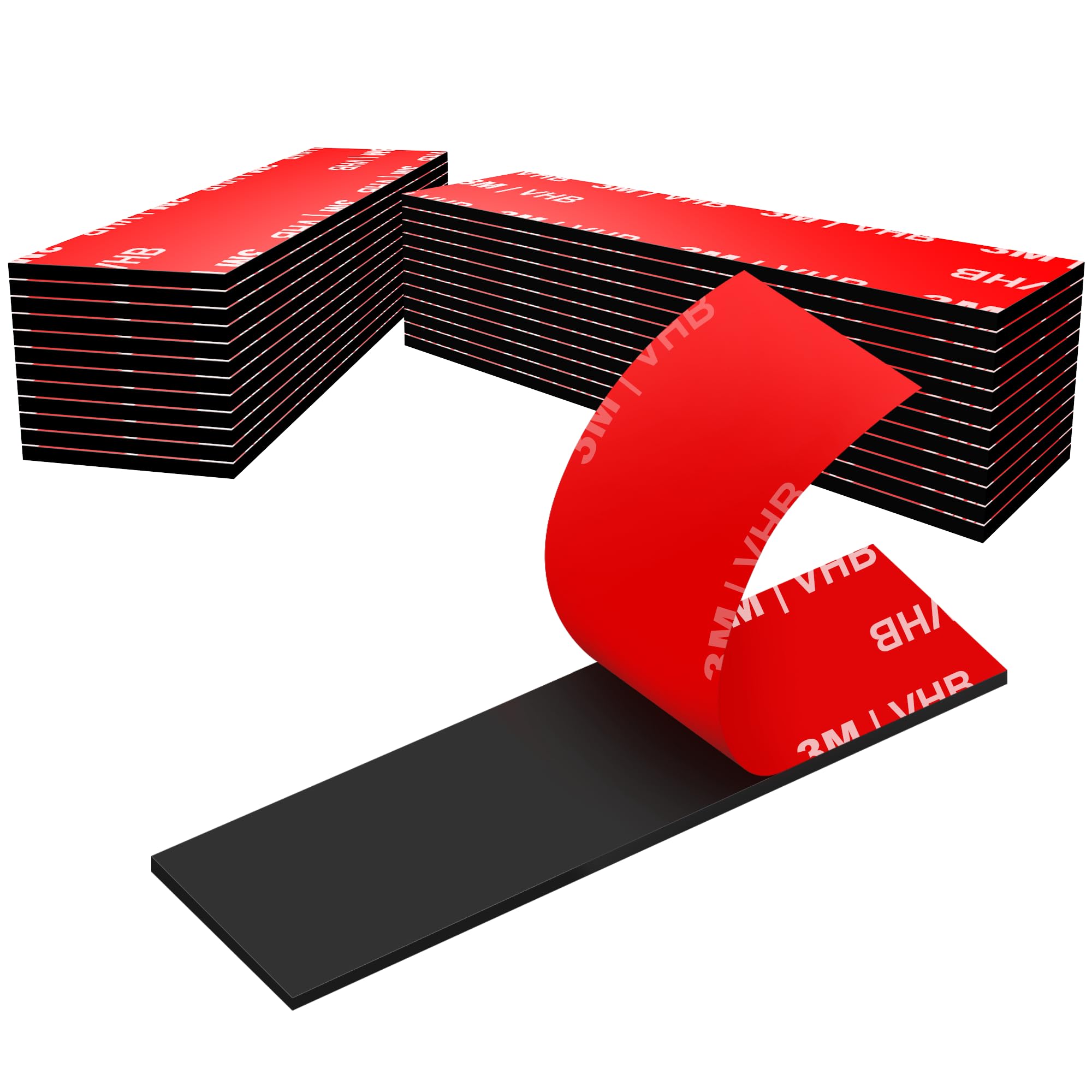 Rusoz 20Pcs Number Plate Sticky Pads,Strong Double Sided Sticky Tape 2.5cm x 10cm Black Waterproof Heavy Duty Mounting Tape No Nails Picture Hanging Strips For Car, Home, Office Decor