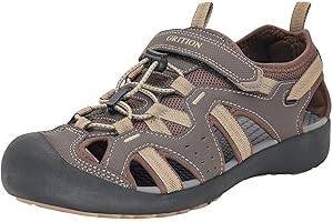 GRITION Mens Outdoor Hiking Sandals Summer Beach Closed Toe Water Sandal Waterproof Comfortable Fisherman Adventures Sport Athletic Walking Traveling Shoes Sandles