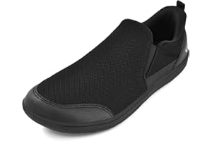 JACKSHIBO Men's Slip in Hands Free Barefoot Shoes Wide Toe Box Minimalist Walking Sneakers Low Top Slip On Casual Canvas Skate Shoes with Zero Drop Sole Comfortable