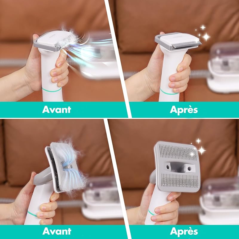 P1 Pro Brosse Chat, Brosse Chien, Tondeuse professionnelle pour chats et chiens, Aspirateur de poils 13000 Pa, Silencieuse 52 dB, 5 Outils de toilettage pour poils courts, longs et épais
