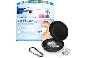 Softvox Ear Plugs for Airplane Pressure Relief & Prevent Ear Pain - Flying Travel Essentials - Comfortable Reusable Plane Earplugs for Adult/Kids 12+ with Small Ear-canals, 25dB Noise Reduction, BU