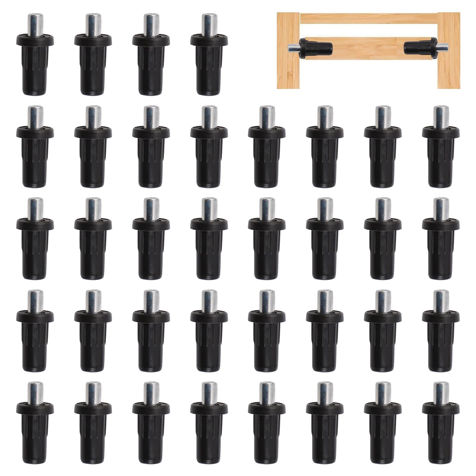 UFURMATE Spring Loaded Repair Pins, 36Pcs Plastic Blinds Repair Pins Cabinet Door Repair Pins Damper Replacement Repair Pins Cabinet Furniture Shelf Pins Support, Dia. 7.5mm/0.29 in (Black)