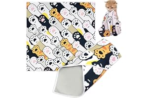 ELEMONY Cat Grooming Wrap, Cat Wrap Self-Adherent, Anti-Scratch Anti-Bite, Anti-Escape Grooming Bag for Cats Nail Clipping, Ear Cleaning, and Teeth Brushing (27.6 × 27.6" Paw Prints)