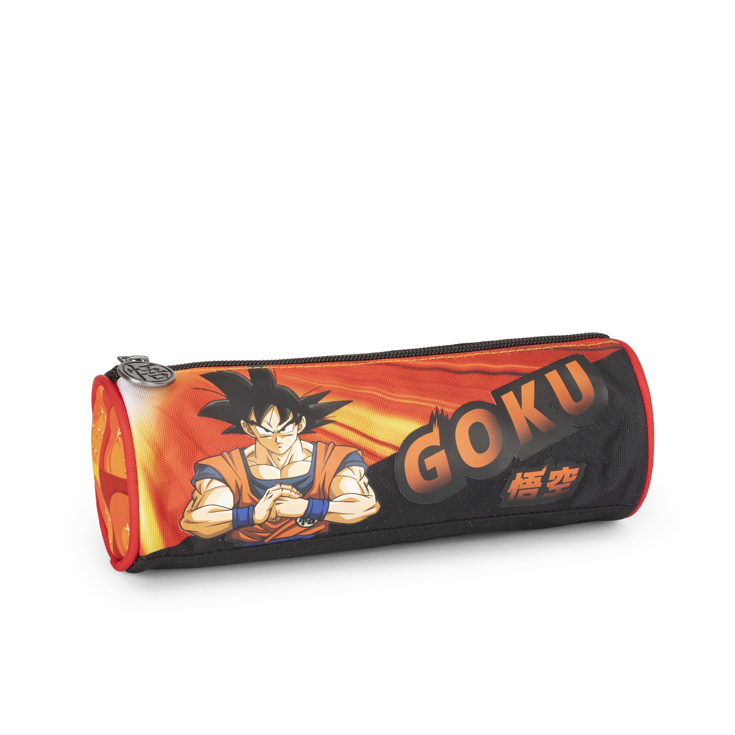 Dragon Ball Official Dragon Ball School Pencil Case, Lightweight and Compact, Easy to Carry and Store in Backpack, with Practical Zip Closure, 8 x 22 x 8 cm, black / neon orange, Tombola pencil case