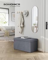 SONGMICS Storage Ottoman Foldable Foot Rest 38x76x38 cm Slate Grey LSF247G51 view 2