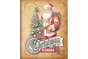 Christmas Planner Vintage Design: Old style Holiday Journal with elegant cream paper and Santa picture, softcover, size 7.5x9