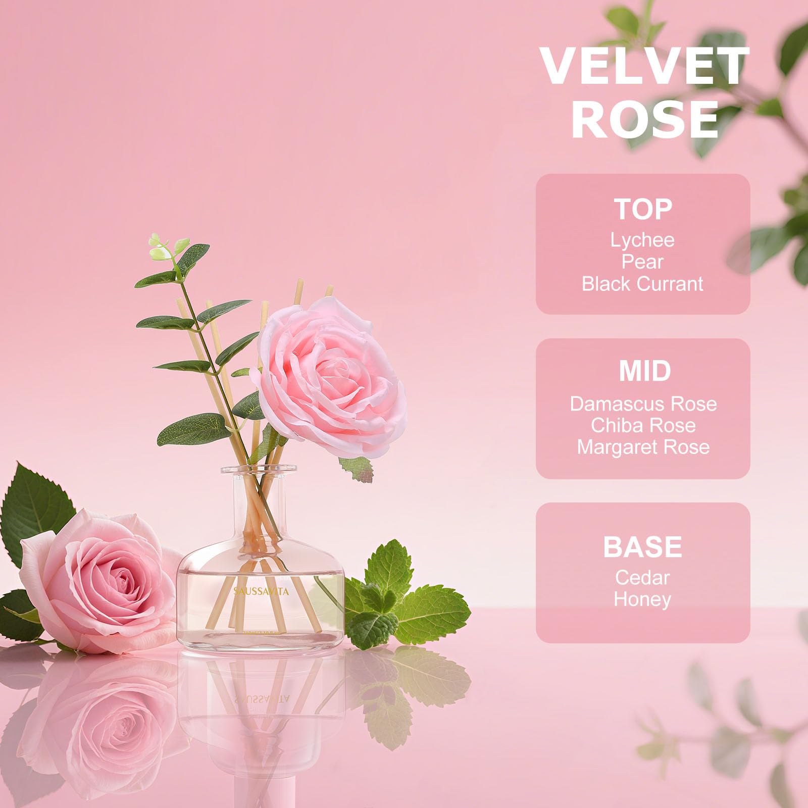 Raumduft Reed Diffuser Rose 210ml,120 Tage langanhaltend 2