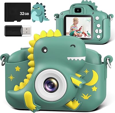 GREENKINDER Kids Camera 2.0” Screen Dual Lens 32GB 1080P Video 20MP