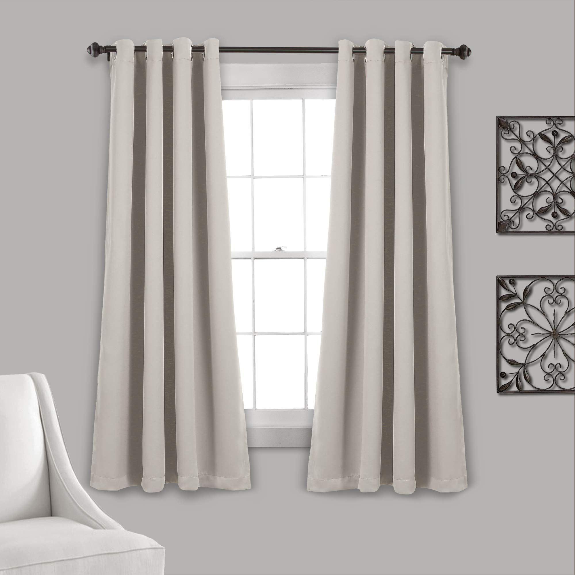 Lush Decor Insulated Grommet Blackout Window Curtain Panels, Pair, 52" W x 63" L, Wheat - Classic Modern Design - Chic Window Decor - Curtains For Living Room, Bedroom, Or Dining Room — image 1
