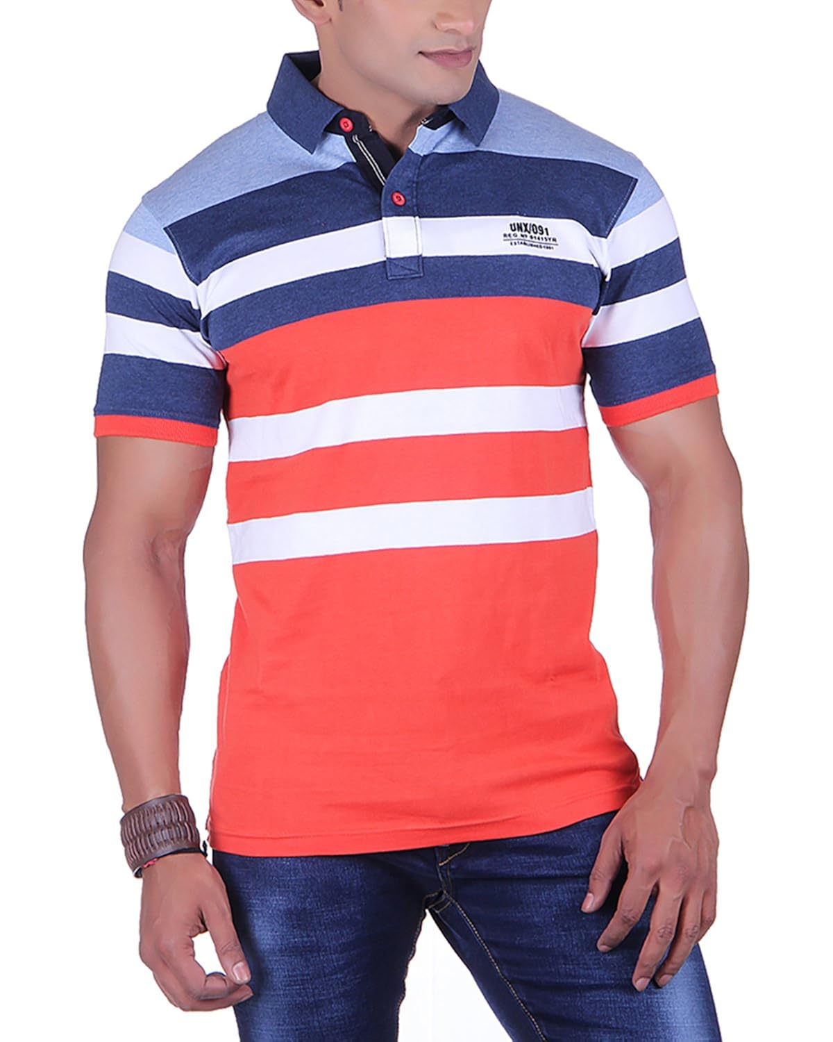 Buy Unex Men's Button Down TShirt (649124 orange _XL, Orange, XLarge