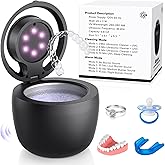 2025 Upgraded Ultrasonic Retainer Cleaner Machine with 𝟔 𝐔/𝐕 Lights, 𝐁𝐮𝐳𝐳𝐞𝐫 Alarm, 45kHz Denture Cleaner, Mouth Guard Cleaner, Night Guard Cleaner Dental Cleaning Pod (Black01)