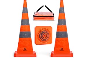 RoadHero 36 Inch 2 Pack Collapsible Traffic Safety Cones, Multi Purpose Pop-up Cones with Reflective Collar for Road Safety, Orange Cones for Driving Training, Parking Lots