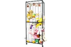XMBecc Large Stuffed Animal Zoo Storage Stuffed Animal Holder PVC Plush Storage Organizer Shelf with Elastic Band for Birthday Gift for Bedroom (Gray)