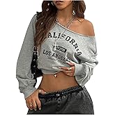 WDIRARA Women's Plus Size Off the Shoulder Sweatshirt Letter Graphic Long Sleeve Pullover Tops
