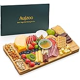Aujzoo Charcuterie Cheese Board Bamboo Plates Serving Tray for Crackers Brie and Meat