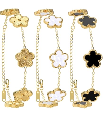 Amazon.com: AICase 18K Gold Plated Clover Bracelet Dupes White