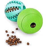 HIPPIH Dog Puzzle Toy 2 Pack, Interactive Dog Toys for Treat Dispensing | Durable Puppy Enrichment Toys, Dog Treat Ball for Teething, Slow Feeder, IQ Training, Blue-2.75'', Green-3.14''