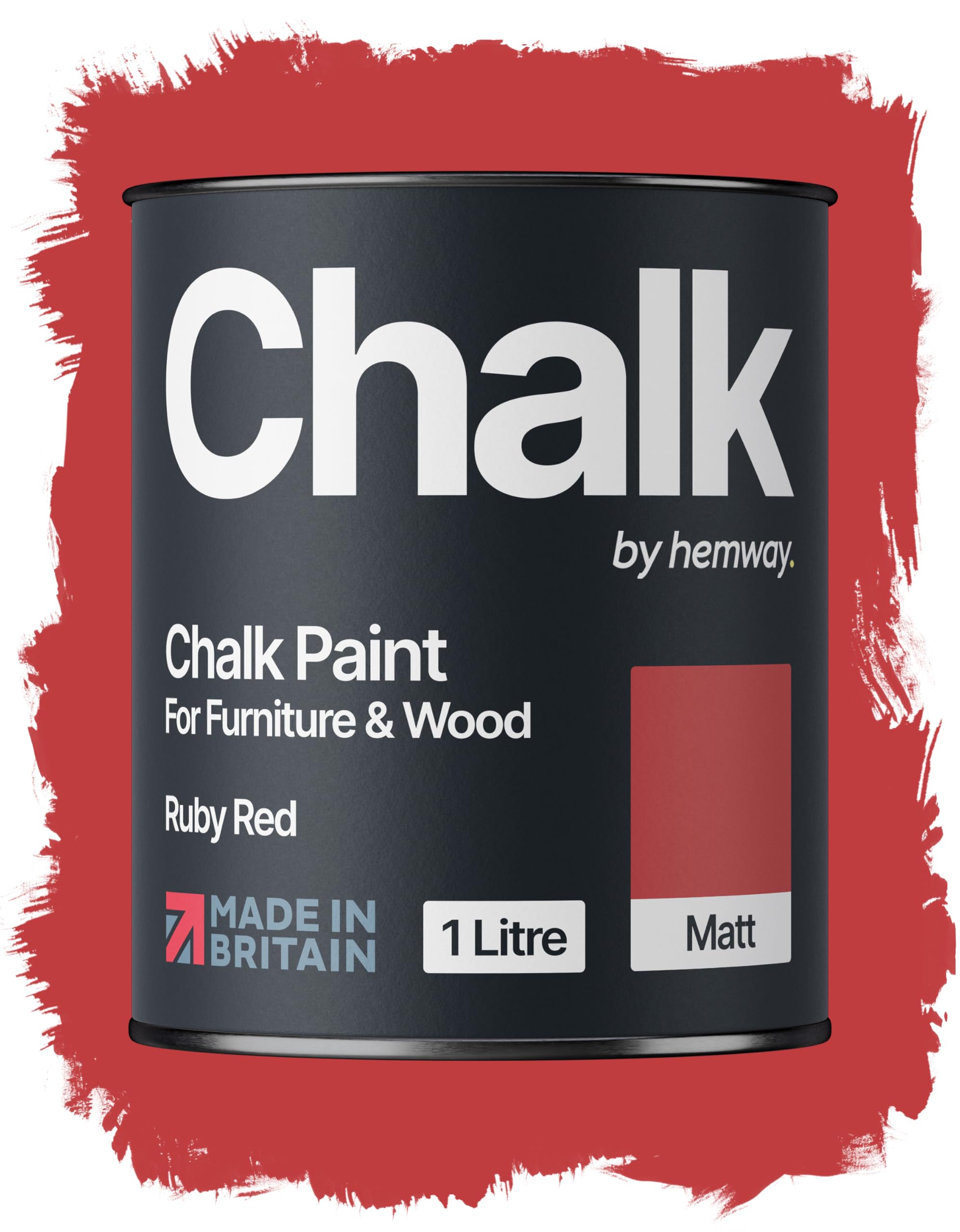 Hemway Chalk Paint Ruby Red Furniture Paint 1L, Matt Finish Shabby Chic, Chalk Furniture & Walls, Quick Dry & 1 Coat