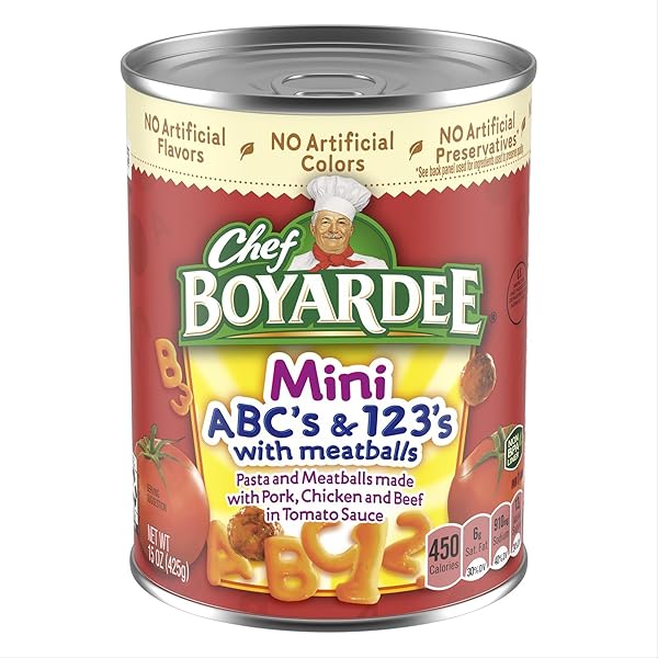 CHEF BOYARDEE MINI-BITES ABC’S & 123’S WITH MEATBALLS, 15 OZ, 1 COUNT
